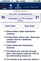 SuperSport application on iPhone - Live score view