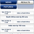 SuperSport application on iPhone - Results view