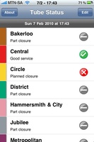 Tube Status on the iPhone