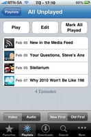 RSS Player on the iPhone - List of unplayed podcasts