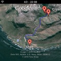 Google Earth on iPhone - Showing map of Crystal Pools Hike from above