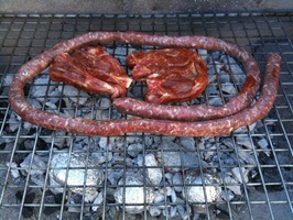 Just put some meat on the braai...