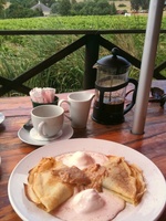 Coffee and pancakes at Red Farm Stall