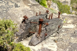 Parts of old cableway used to ferry materials up Kasteelspoort in late 1800's