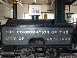 Side view of old locomotive in the Water Works Museum