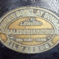 Plate on old locomotive at Water Works Museum