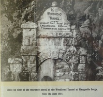 Closeup view of entrance portal of the Woodhead Tunnel at Slangolie Gorge