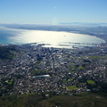 Wide angle view over Cape Town and Table Bay