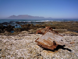 View of Table Mountain from Fong Chong 2 wreck on Robben Island