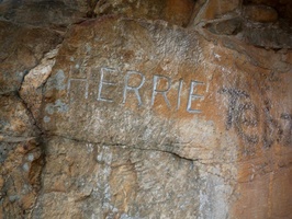 "Herrie" carved on rock at Meiringspoort by CJ Langenhoven
