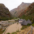 Wide angle view of the stop at Meiringspoort