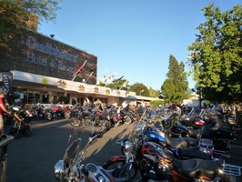 Bikes lined up at the rally site