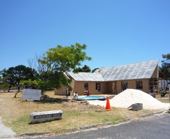 Film set being constructed for a commecrial film shoot in Mountain View, Pinelands, Cape Town