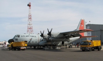 US Air Force Hercules on special skids for snow