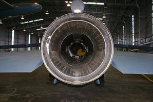 Closeups of rear end inside of a jet engine