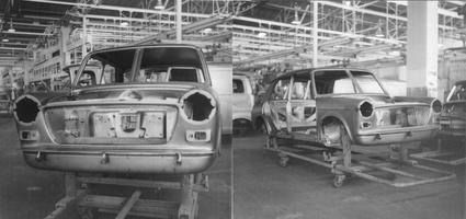 My father's Morris 1100 on the production line at Leyland